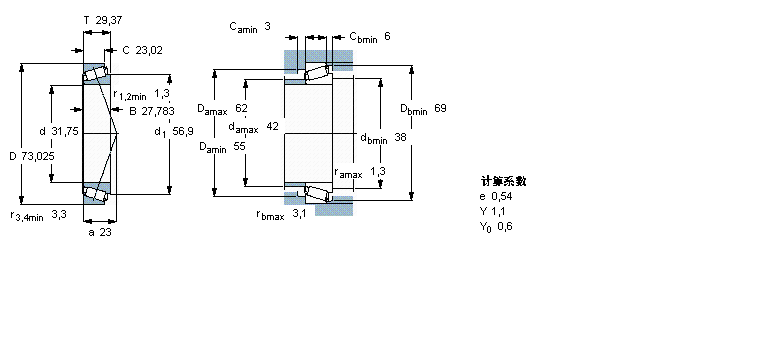 SKF 圓錐滾子軸承, 單列, 英制軸承HM88542/2/510/2/QCL7C樣本圖片