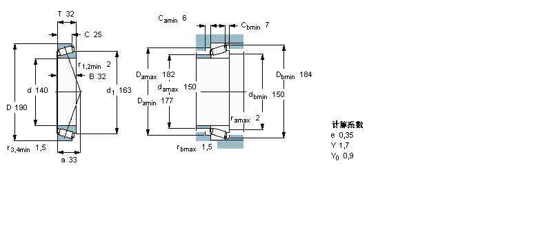 SKF 圓錐滾子軸承, 單列, 公制軸承32928樣本圖片