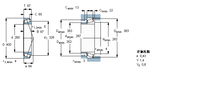 SKF 圓錐滾子軸承, 單列, 公制軸承32052X樣本圖片