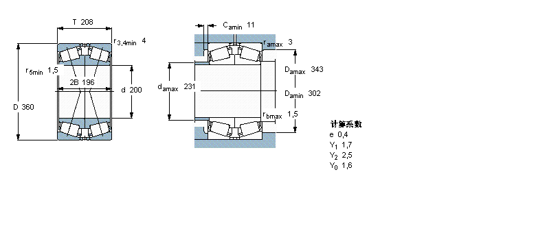 SKF 圓錐滾子軸承, 單列，面對(duì)面配對(duì)32240J2/DF樣本圖片
