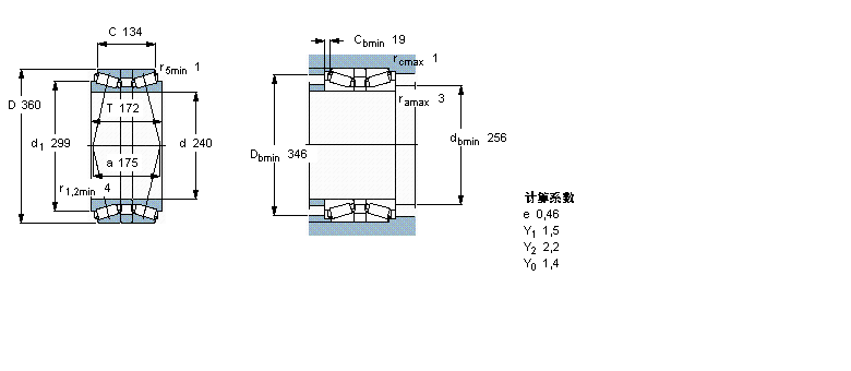 SKF 圓錐滾子軸承, 單列，背對(duì)背配對(duì)32048T172X/DB樣本圖片