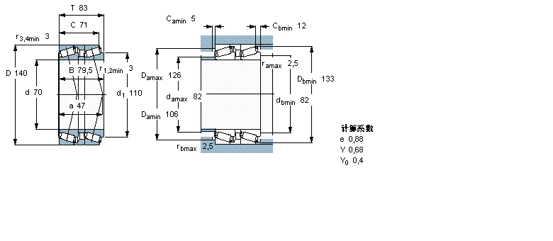 SKF 圓錐滾子軸承, 單列，前后配對(duì)T7FC070T83/QCL7CDTC10樣本圖片
