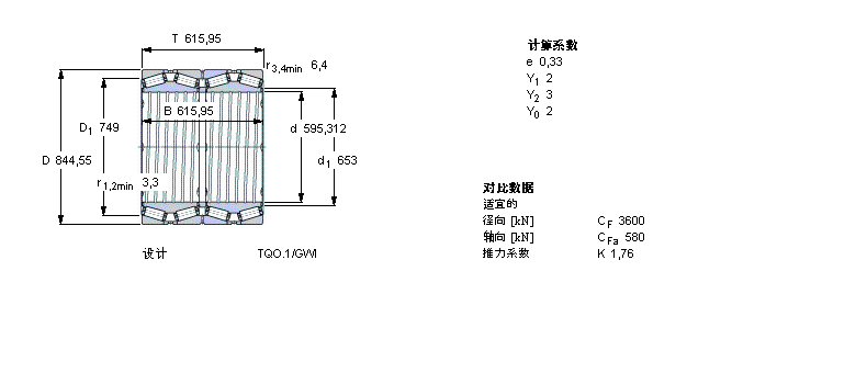 SKF 圓錐滾子軸承, 四列，TQO結(jié)構(gòu), TQO.1/GWI, 軸承孔中的螺旋槽331300樣本圖片