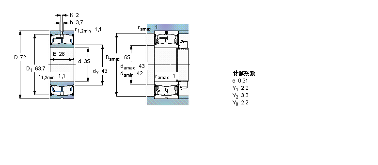 SKF 球面滾子軸承, 圓柱和圓錐孔, 圓柱型內(nèi)孔, 兩面密封件BS2-2207-2CS/VT143樣本圖片