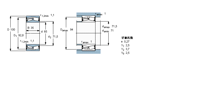 SKF 球面滾子軸承, 圓柱和圓錐孔, 圓柱型內(nèi)孔, 兩面密封件24013-2CS5W/VT143樣本圖片
