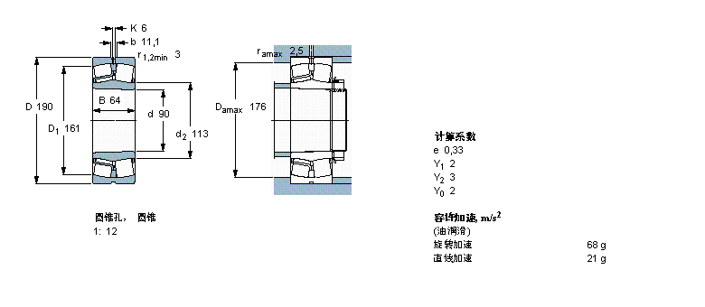 SKF 球面滾子軸承, 圓柱和圓錐孔, 圓錐型內孔, 用于振動場合22318EKJA/VA405樣本圖片
