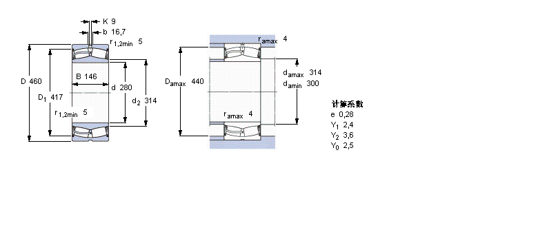 SKF 球面滾子軸承, 圓柱和圓錐孔, 圓柱型內(nèi)孔, 兩面密封件23156-2CS5/VT143樣本圖片