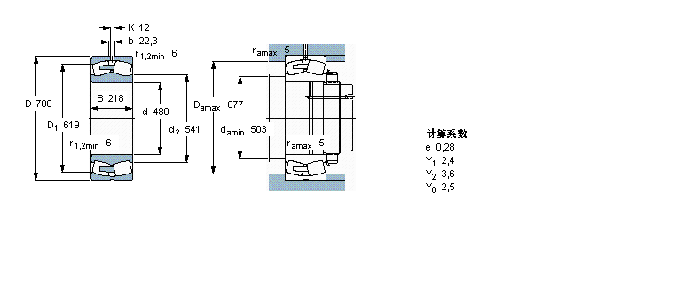 SKF 球面滾子軸承, 圓柱和圓錐孔, 圓柱型內孔, 無密封件24096ECA/W33樣本圖片