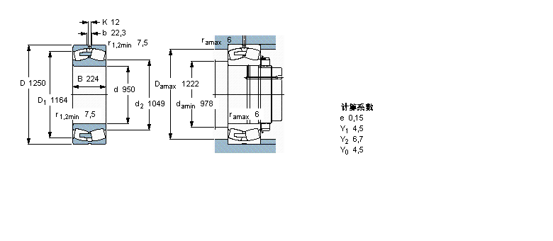 SKF 球面滾子軸承, 圓柱和圓錐孔, 圓柱型內(nèi)孔, 無密封件239/950CA/W33樣本圖片
