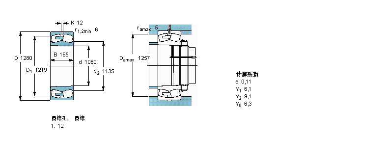 SKF 球面滾子軸承, 圓柱和圓錐孔, 圓錐型內(nèi)孔, 無密封件238/1060CAKMA/W20樣本圖片