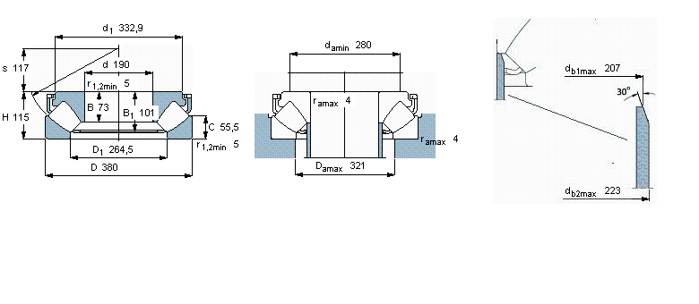 SKF 球面滾子推力軸承, 球面滾子推力軸承29438E樣本圖片