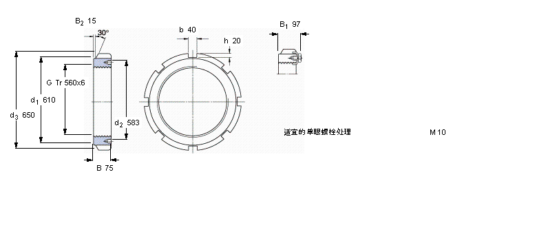 SKF 帶鎖緊夾的HM(E)鎖定螺母HME30/560樣本圖片