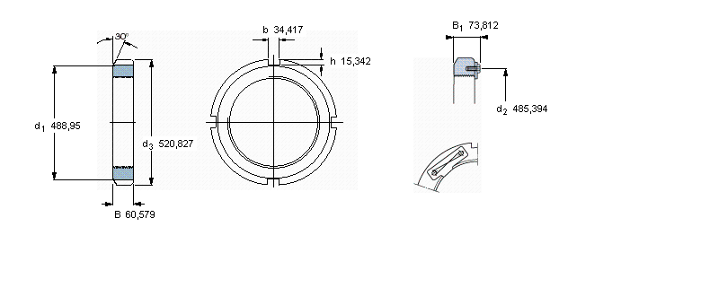 SKF N和AN鎖定螺母, 英制尺寸N088樣本圖片