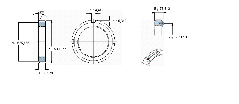 SKF N和AN鎖定螺母, 英制尺寸N092樣本圖片