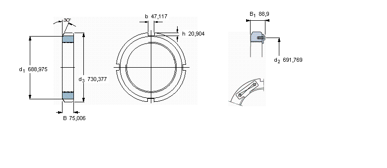 SKF N和AN鎖定螺母, 英制尺寸N630樣本圖片