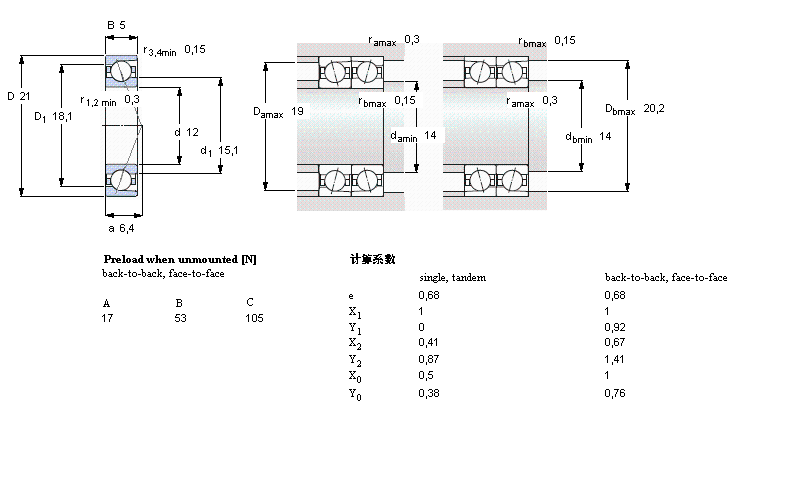 SKF 角接觸球軸承, 精密, ACD, contact angle 25&deg;, super-precision71801ACD/P4樣本圖片
