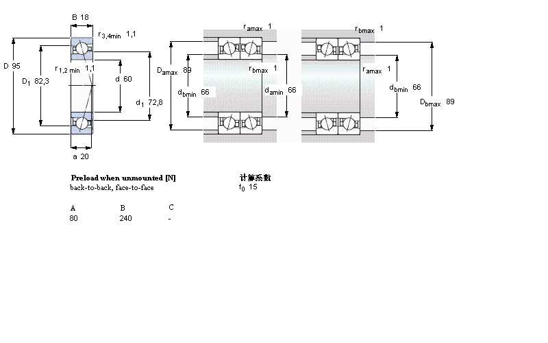 SKF 角接觸球軸承, 精密, CE, contact angle 15&deg;7012CE/P4A樣本圖片