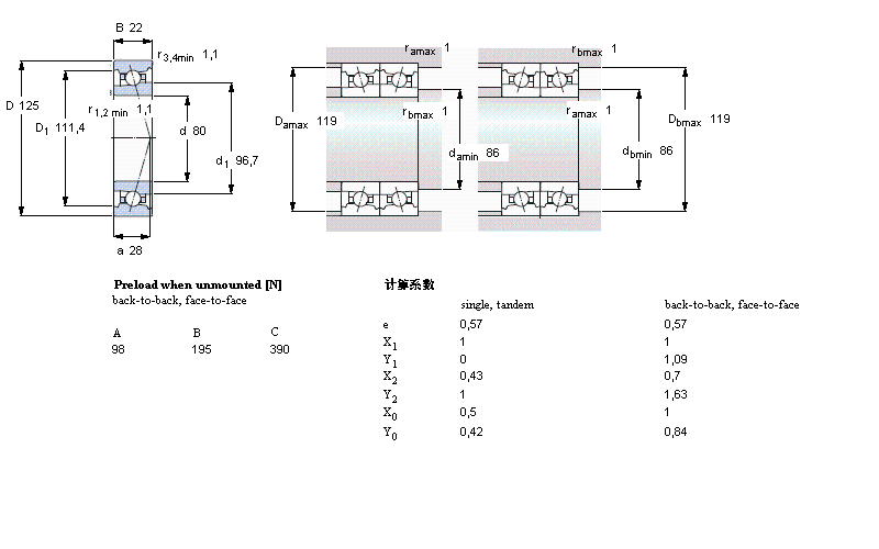 SKF 角接觸球軸承, 精密, FB, contact angle 18&deg;7016FB/P7樣本圖片