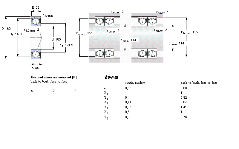 SKF 角接觸球軸承, 精密, S .. ACD, sealed, contact angle 25&deg;S7021ACD/P4A樣本圖片