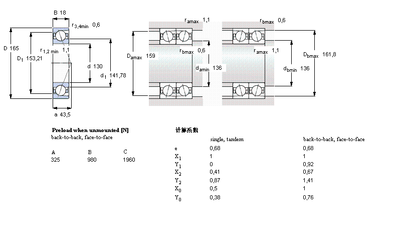 SKF 角接觸球軸承, 精密, ACD, contact angle 25&deg;, super-precision71826ACD/P4樣本圖片