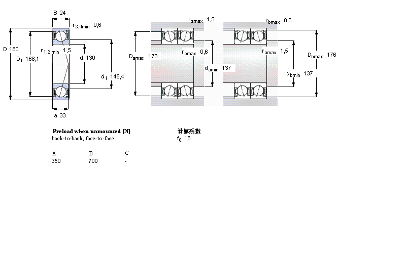 SKF 角接觸球軸承, 精密, S .. CD/HC, sealed, contact angle 15&deg;, hybridS71926CD/HCP4A樣本圖片