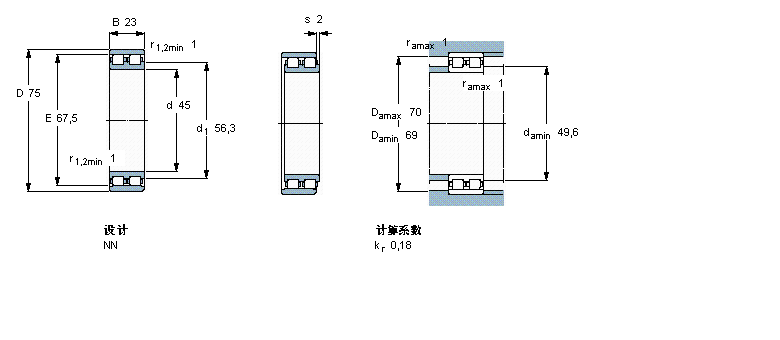 SKF 圓柱滾子軸承,雙列, 精密, NN 設計NN3009TN/SP樣本圖片