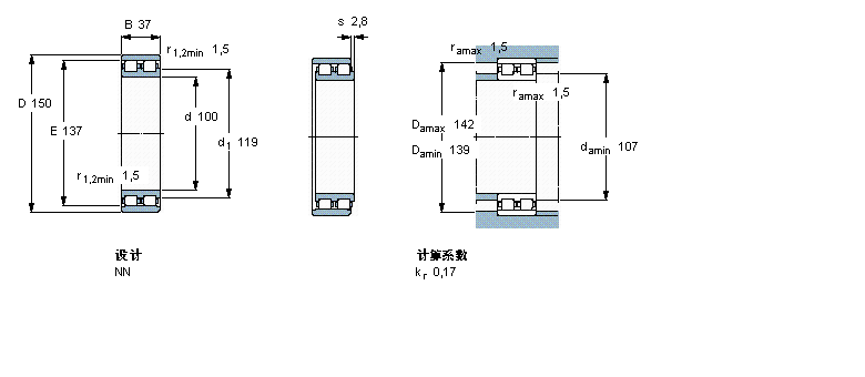 SKF 圓柱滾子軸承,雙列, 精密, NN 設(shè)計(jì)NN3020TN9/SP樣本圖片