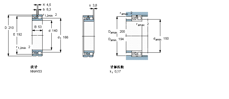 SKF 圓柱滾子軸承,雙列, 精密, NN 設(shè)計NN3028/SPW33樣本圖片