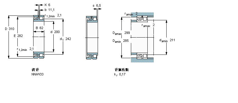 SKF 圓柱滾子軸承,雙列, 精密, NN 設計NN3040/SPW33樣本圖片