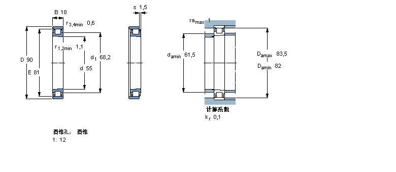 SKF 圓柱滾子軸承,單列, 精密, 與鋼路輾, PEEKN1011KTNHA/SP樣本圖片