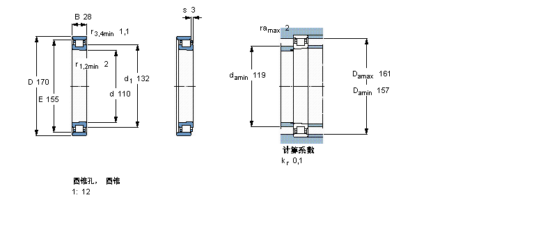 SKF 圓柱滾子軸承,單列, 精密, 陶瓷混合軸承, PEEKN1022KTNHA/HC5SP樣本圖片