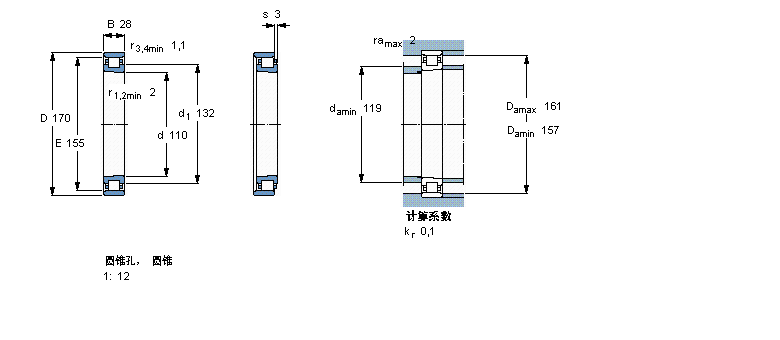 SKF 圓柱滾子軸承,單列, 精密, 與鋼路輾N1022KTN9/SP樣本圖片