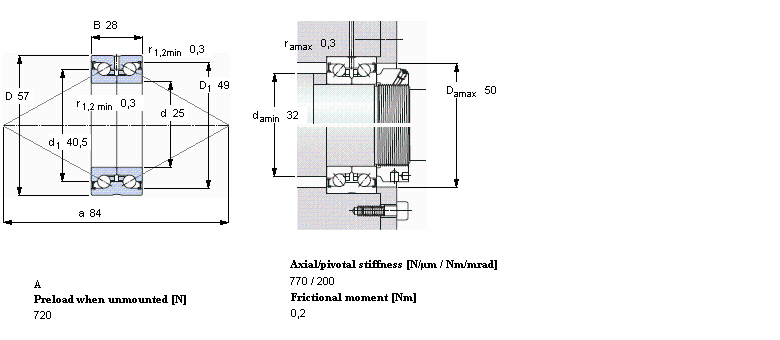 SKF 角接觸推力球軸承 for screw drives, double directionBEAS025057-2Z樣本圖片