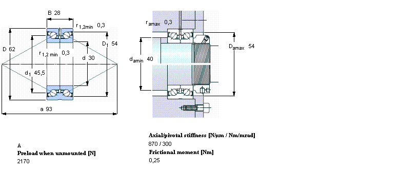 SKF 角接觸推力球軸承 for screw drives, double directionBEAS030062-2Z樣本圖片