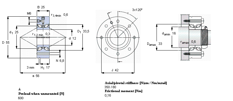 SKF 角接觸推力球軸承 for screw drives, double direction, for bolt mountingBEAM012055-2RS樣本圖片