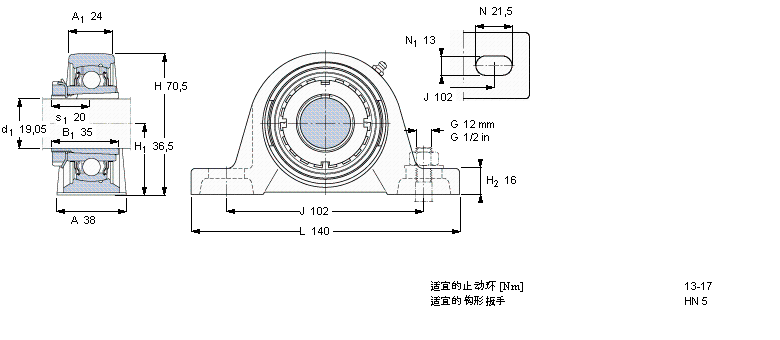 SKF Y-型立式軸承座單元, 鑄造軸承座，緊定套SYJ25KF樣本圖片