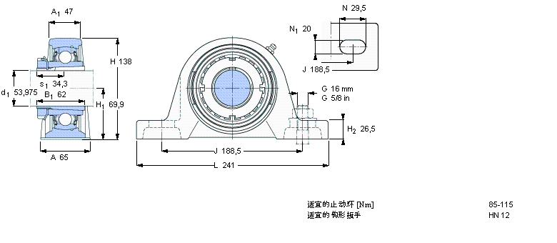 SKF Y-型立式軸承座單元, 鑄造軸承座，緊定套SYJ60KF樣本圖片