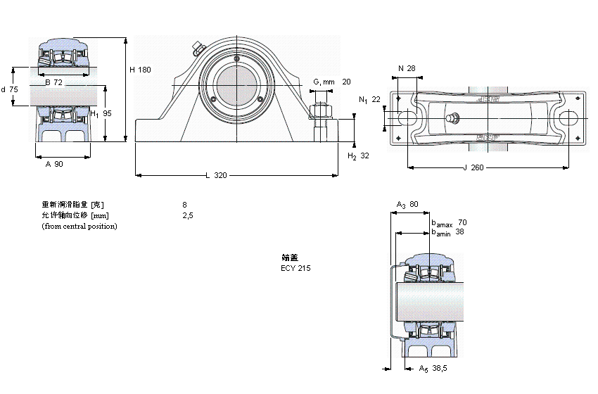 SKF 滾子軸承立式軸承座單元, SKF ConCentra, non-locating units, radial shaft sealsSYNT75LTF樣本圖片