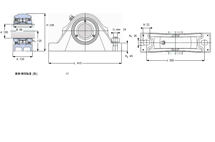 SKF 滾子軸承立式軸承座單元, SKF ConCentra, locating units, labyrinth sealsSYNT100FTS樣本圖片
