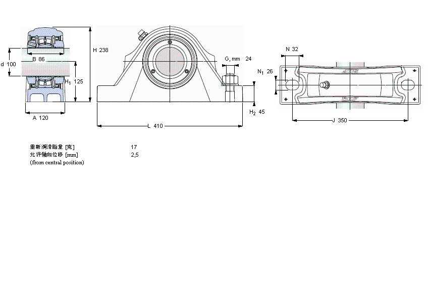 SKF 滾子軸承立式軸承座單元, SKF ConCentra, non-locating units, radial shaft sealsSYNT100LTF樣本圖片