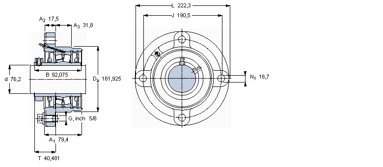 SKF 帶法蘭的滾子軸承單元, 鎖定套和插口，用于英制的軸, locating units, general conditions (double-lip seals)FYRP3H樣本圖片