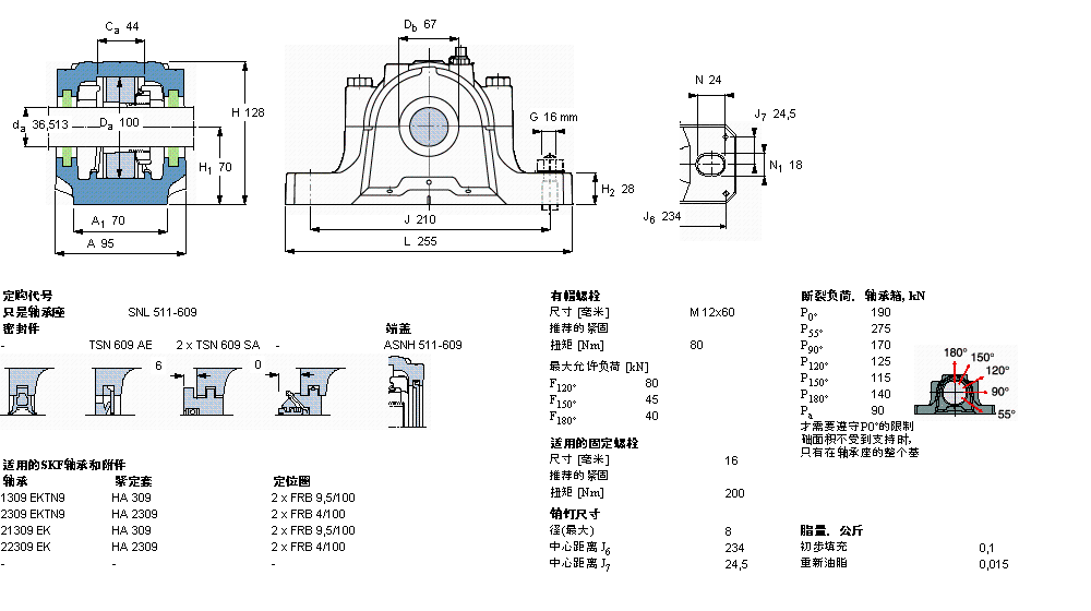 SKF 剖分立式軸承座, SNL，用于緊定套上的軸承，帶標(biāo)準(zhǔn)密封，標(biāo)準(zhǔn)密封, 用于英制軸的軸承座SNL511-609樣本圖片