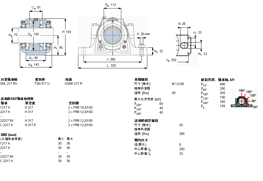 SKF 剖分立式軸承座, SNL，用于緊定套上的軸承，帶標準密封，油封SNL517TURU樣本圖片