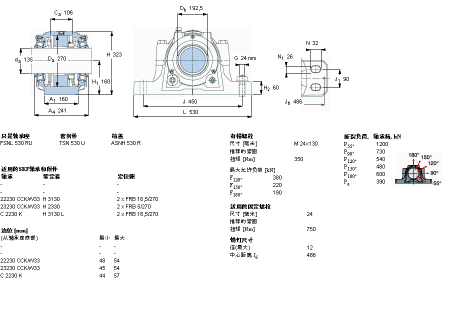 SKF 剖分立式軸承座, SNL，用于緊定套上的軸承，帶標(biāo)準(zhǔn)密封，油封FSNL530TURU樣本圖片