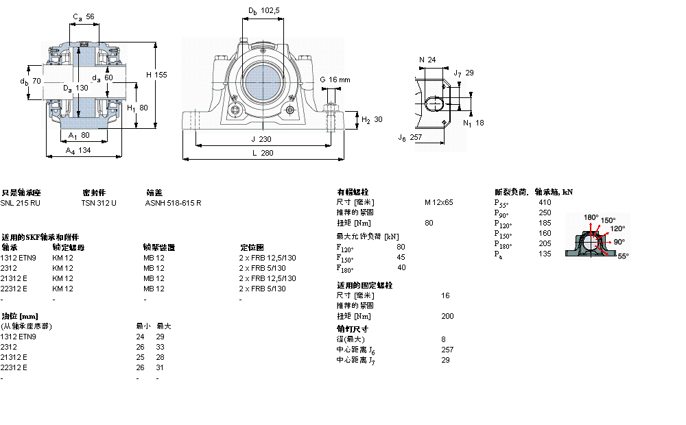 SKF 剖分立式軸承座, SNL，用于緊定套上的軸承，帶油封，油封SNL312TURU樣本圖片