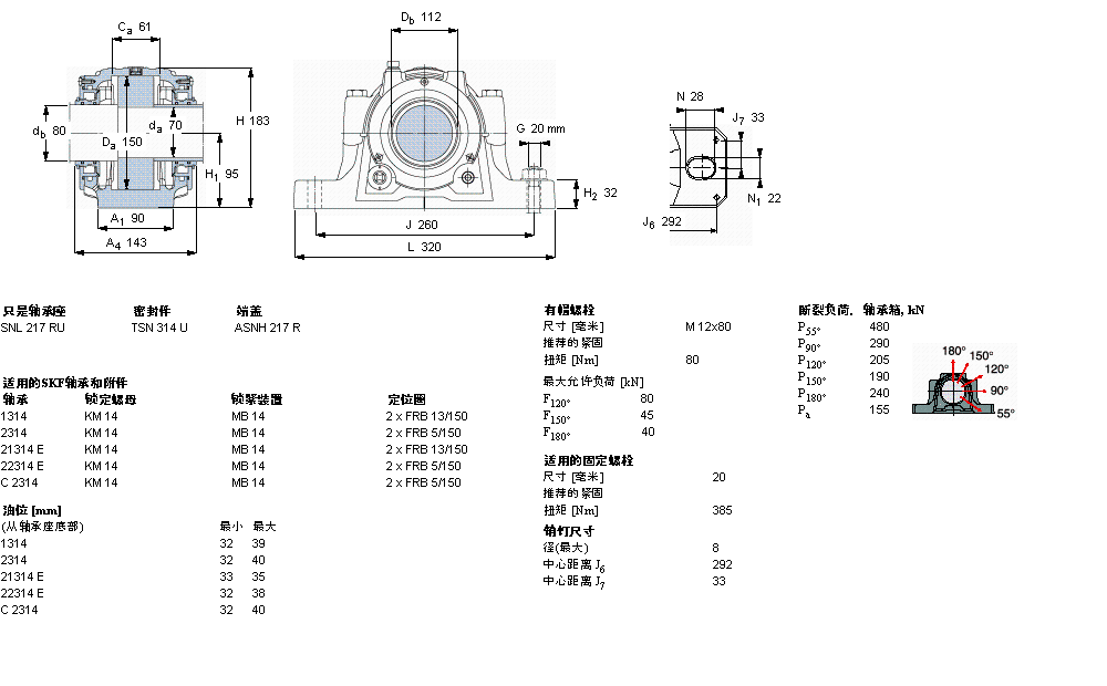 SKF 剖分立式軸承座, SNL，用于緊定套上的軸承，帶油封，油封SNL314TURU樣本圖片