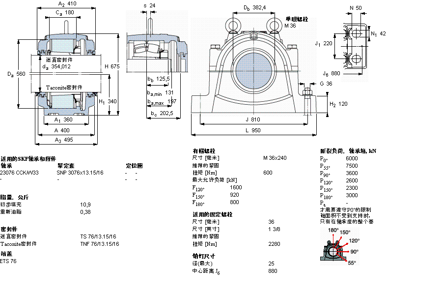 SKF 剖分立式軸承座, 大型SNL, 用于安裝緊定套軸承，標準密封, 用于英制軸的軸承座SNL3076L樣本圖片