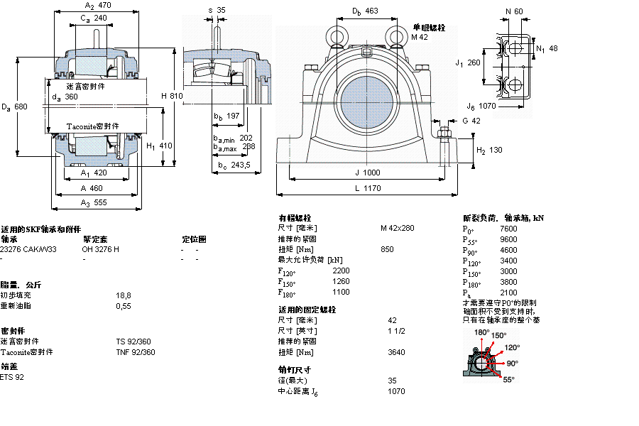 SKF 剖分立式軸承座, 大型SNL, 用于安裝緊定套軸承，標(biāo)準(zhǔn)密封, 為公尺軸軸承座SNL3276F樣本圖片