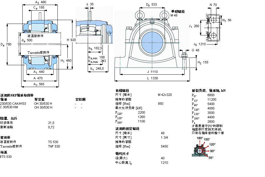 SKF 剖分立式軸承座, 大型SNL, 用于安裝緊定套軸承，標(biāo)準(zhǔn)密封, 為公尺軸軸承座SNL30/530F樣本圖片