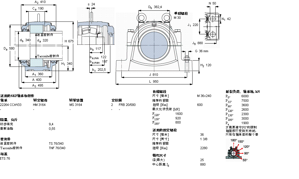 SKF 剖分立式軸承座, 大型SNL, 用于安裝帶圓柱孔的軸承 ，標(biāo)準(zhǔn)密封SNL3168GF樣本圖片